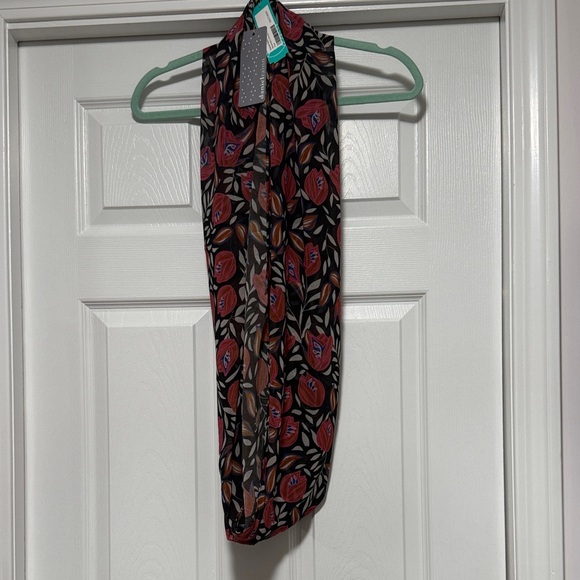 Daniel Rainn Black Infinity Scarf with Pink and Orange Floral Print - Picture 3 of 5